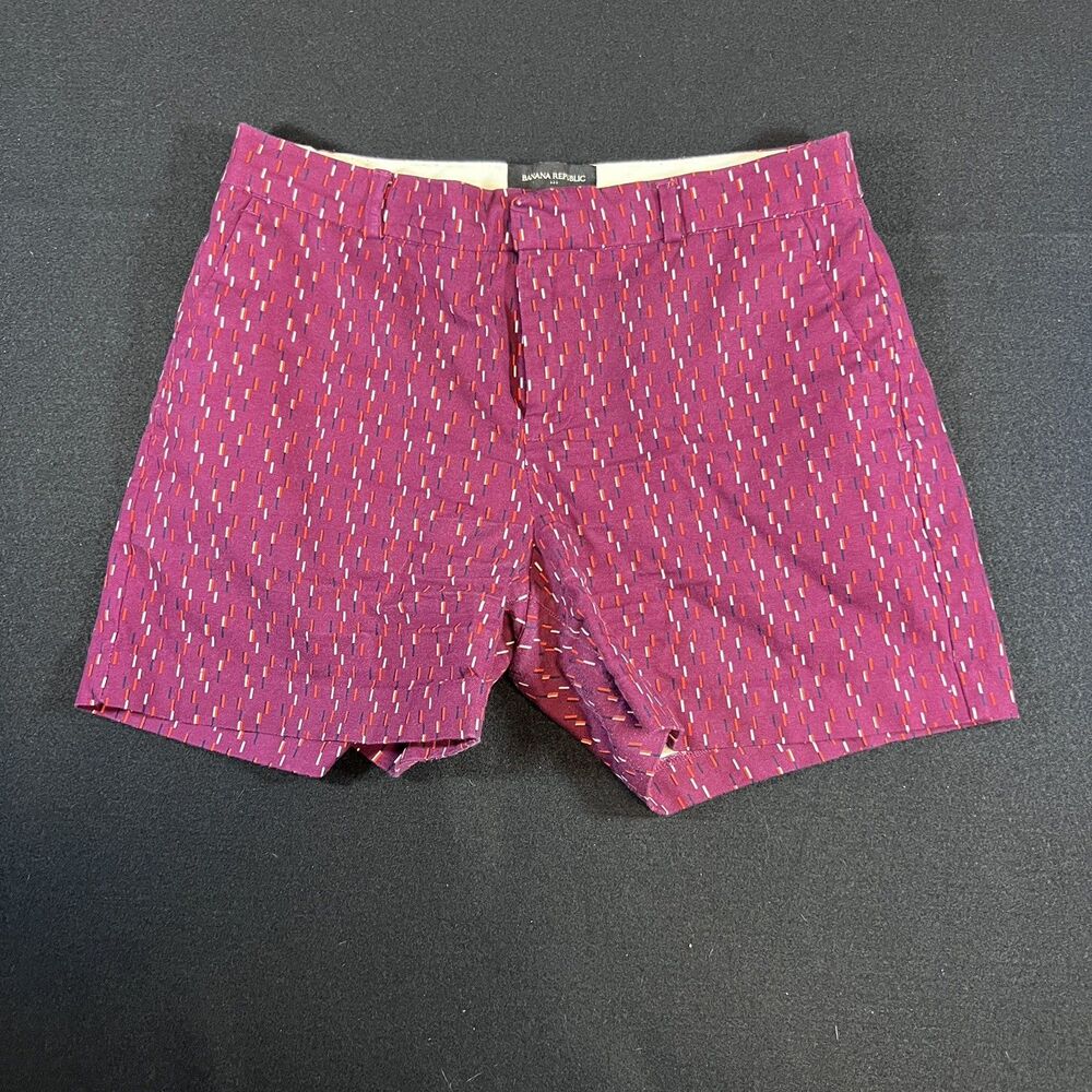 Banana Republic Women's Chino Shorts Geometric Pink Purple Orange Pockets 2